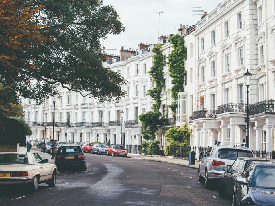 Notting hill houses and parked cars 
